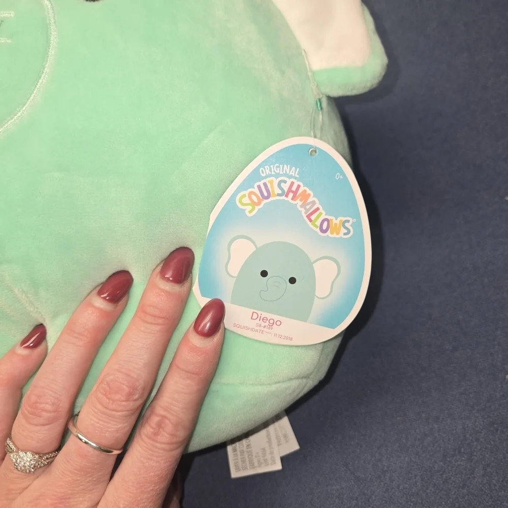 Diego the Teal Elephant is a Squishmallow from the Zoo Squad. 8" - Picture 2 of 3
